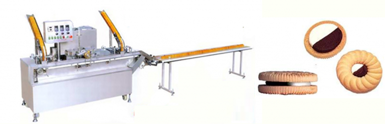 Single lane, dual-color cream, chocolate and jam (2+1) sandwiching machine
