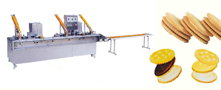 Single lane, dual-color cream, chocolate and jam (3+2) sandwiching machine